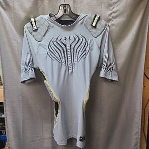 Men's 2XL Under Armour MPZ 5 Pad Compression Football Top 1217710 035 Gray NWT